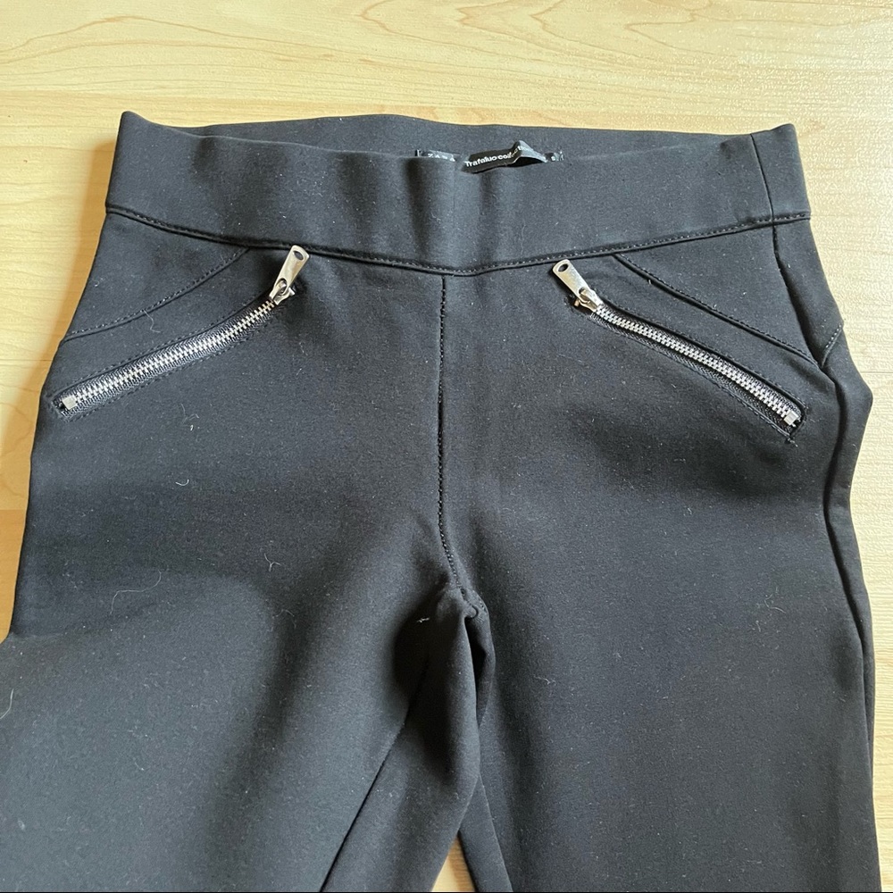 Zara Trafaluc Collection Forest Grren Leggings Straight Leg Fake Pockets Small